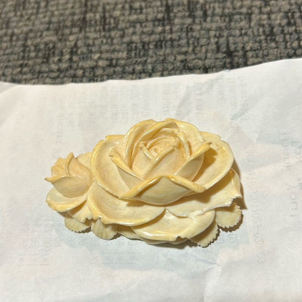 Vintage bone silver brooch